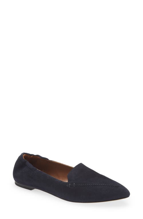 Valleria Pointed Toe Flat in Navy Suede