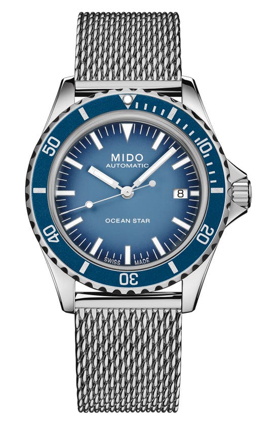 Mido Ocean Star Tribute Bracelet Watch & Rubber Strap Gift Set, 40.5mm In Blue Gradient