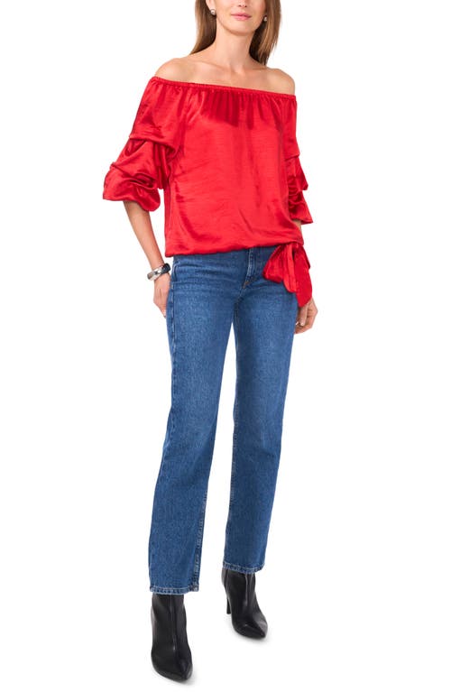 Shop Vince Camuto Off The Shoulder Bubble Sleeve Top In Ultra Red