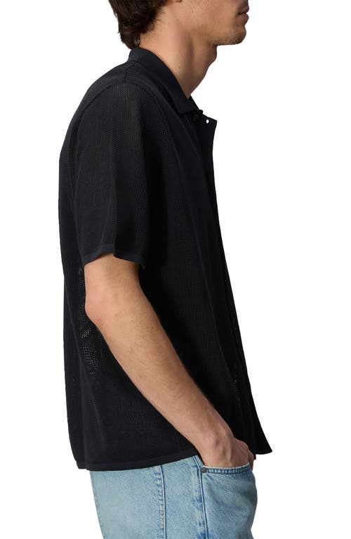 Shop Rag & Bone Payton Cotton Mesh Short Sleeve Button-up Shirt In Black