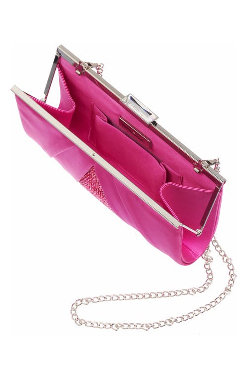 Nina Women's Pleated Stain Crystal Frame Clutch In Ultra Pink