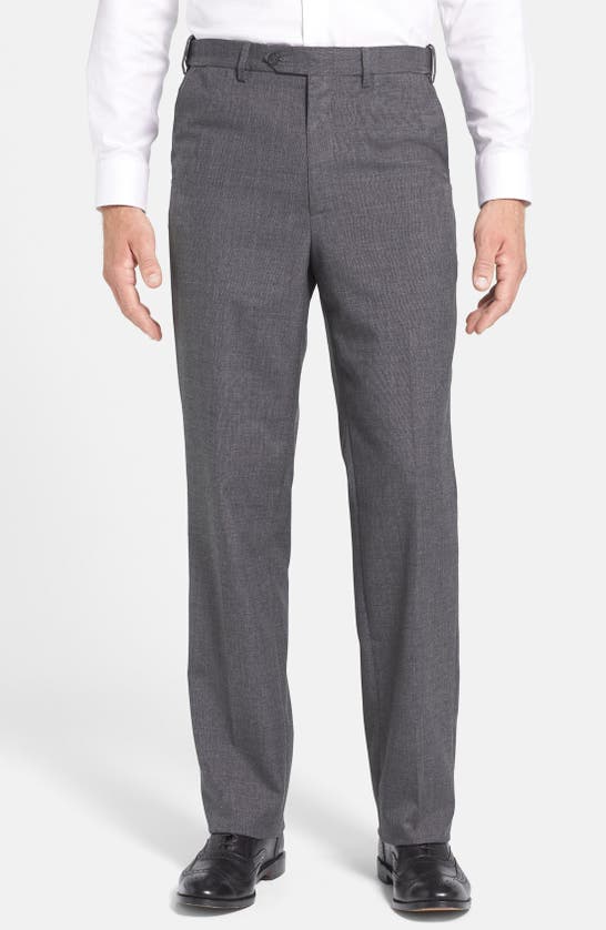 BERLE BERLE SELF SIZER WAIST PLAIN WEAVE FLAT FRONT WASHABLE TROUSERS