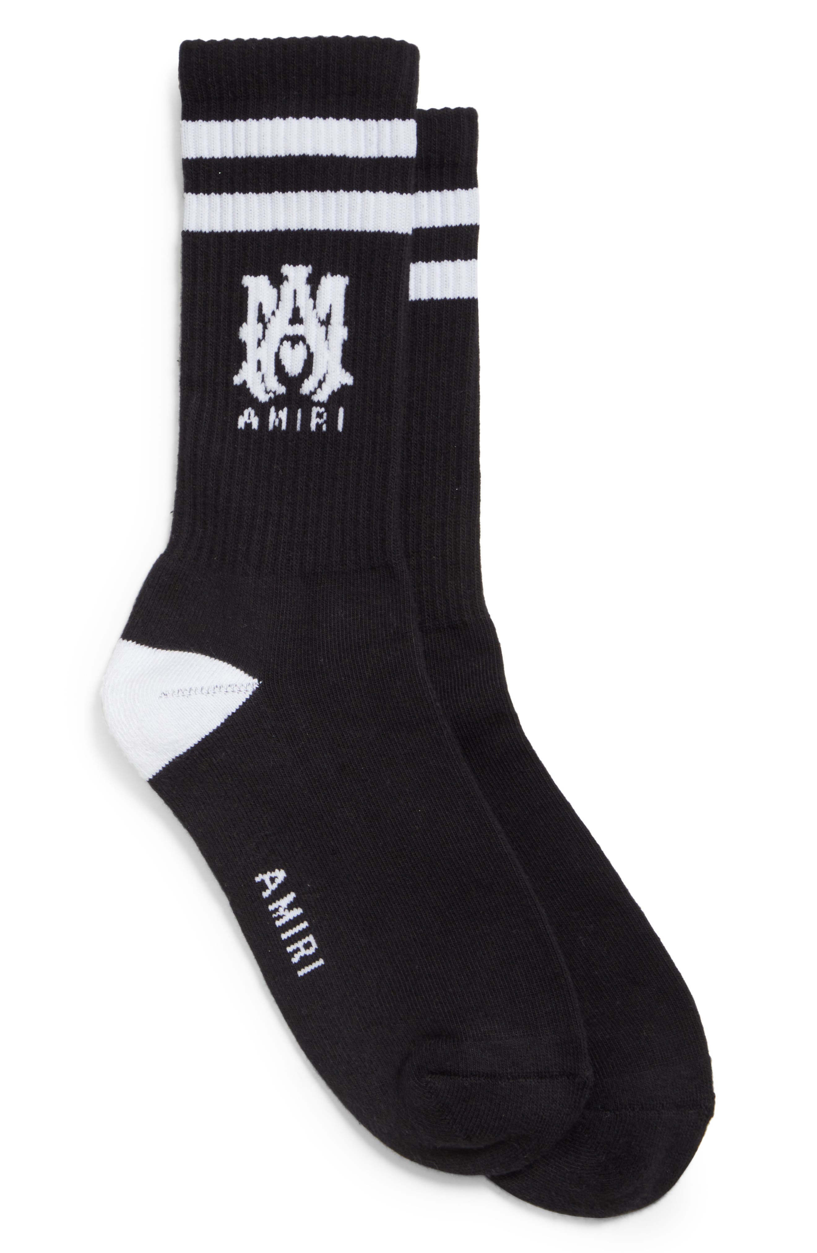 AMIRI M.A. Logo Crew Socks in Black at Nordstrom, Size 10-11 Us