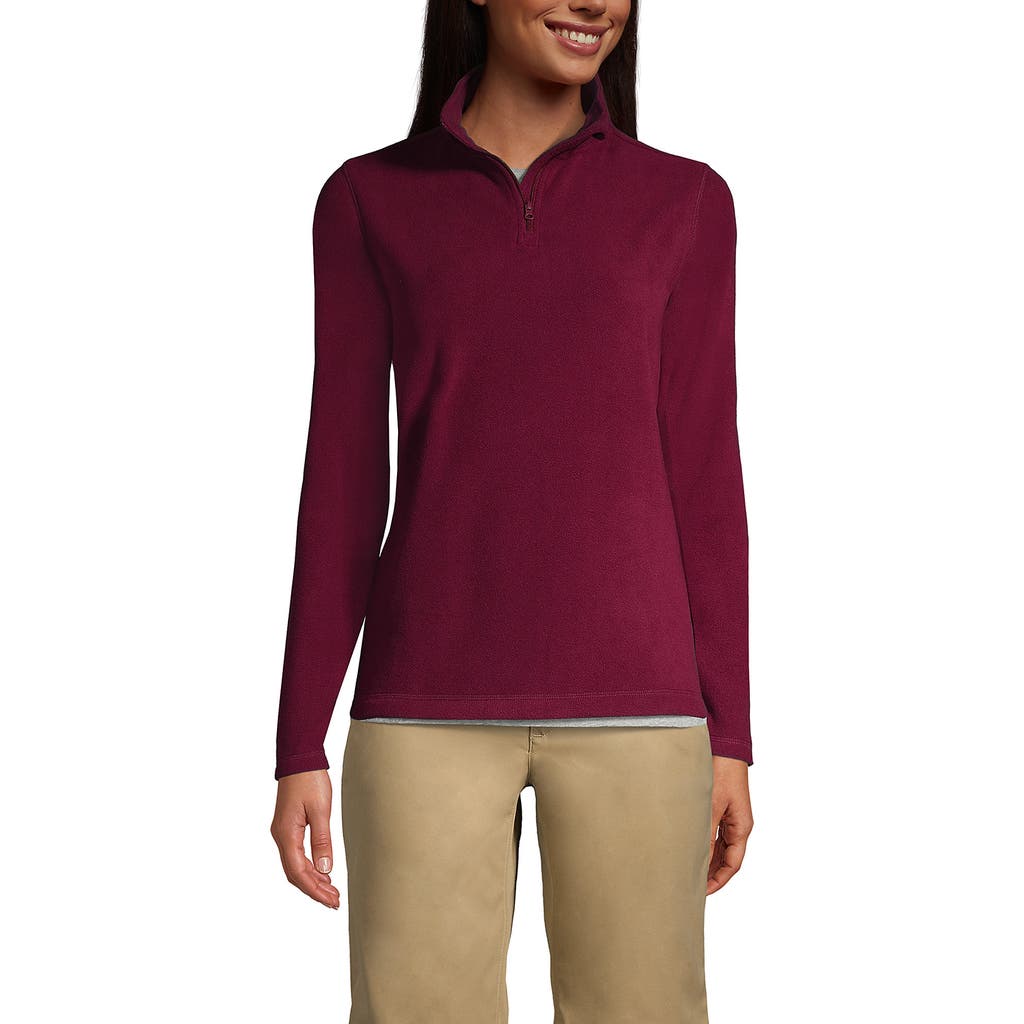 Lands' End School Uniform Young Lightweight Fleece Quarter Zip Pullover In Burgundy