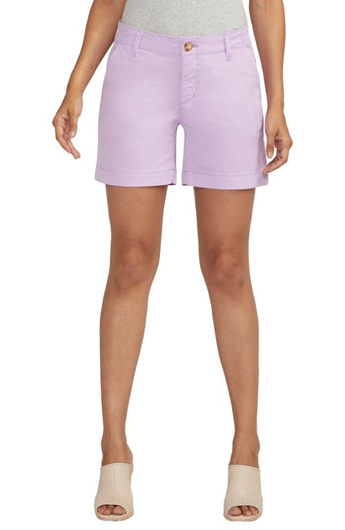 Mid Rise Twill Chino Shorts in Lavender