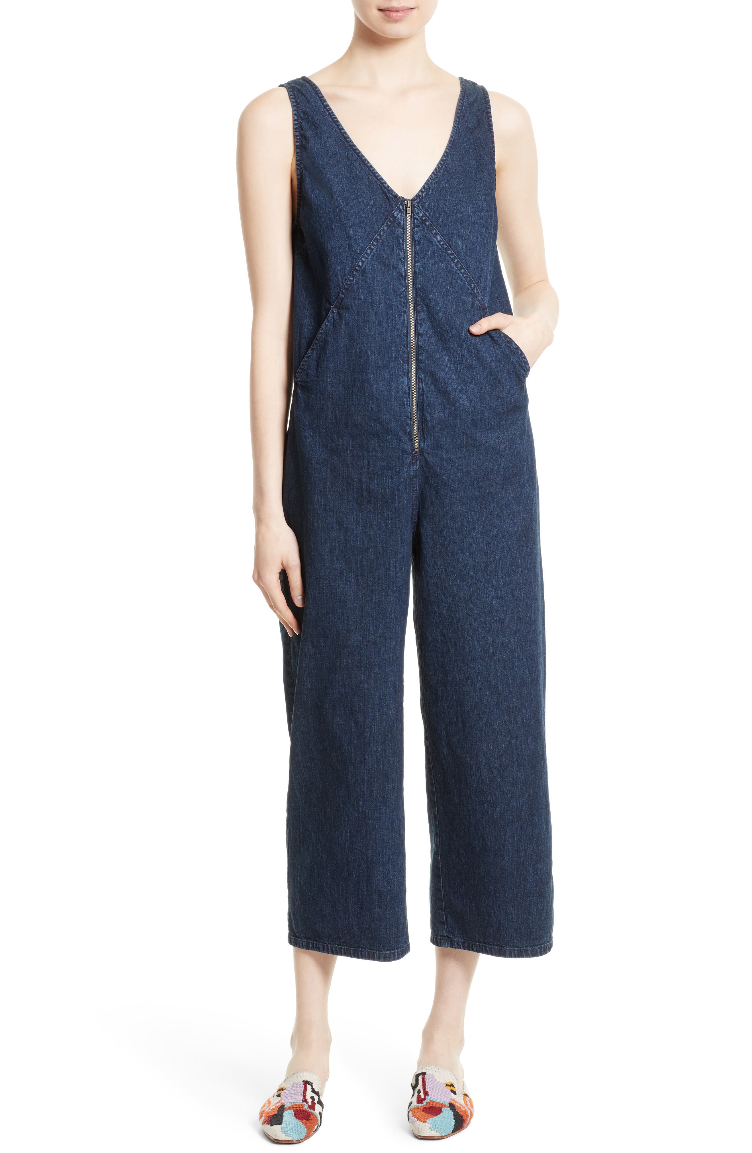 rachel comey denim jumpsuit