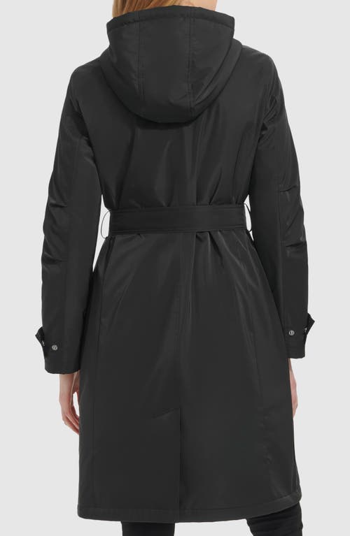 Shop Kenneth Cole New York Sleeker Hooded Raincoat In Black