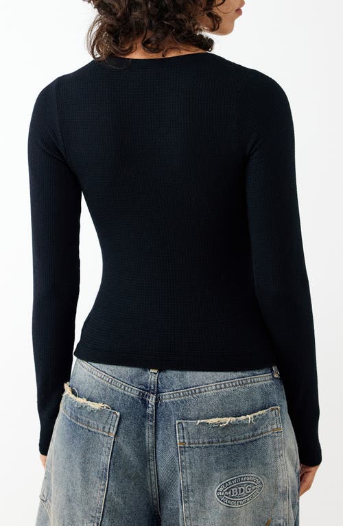 Shop Bdg Urban Outfitters Knockout Long Sleeve Tie Front Crop Top In Black