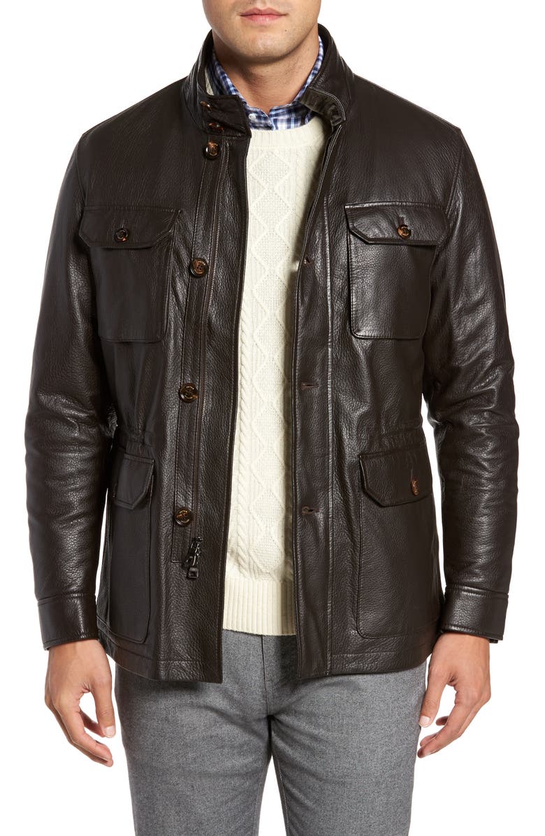 Peter Millar Woodland Discovery Deerskin Leather Jacket | Nordstrom