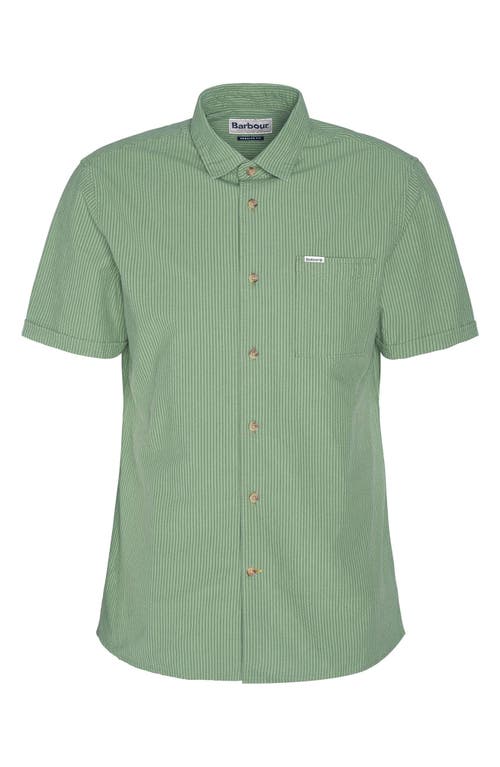 Shop Barbour Thermond Regular Fit Stripe Short Sleeve Seersucker Button-up Shirt In Green