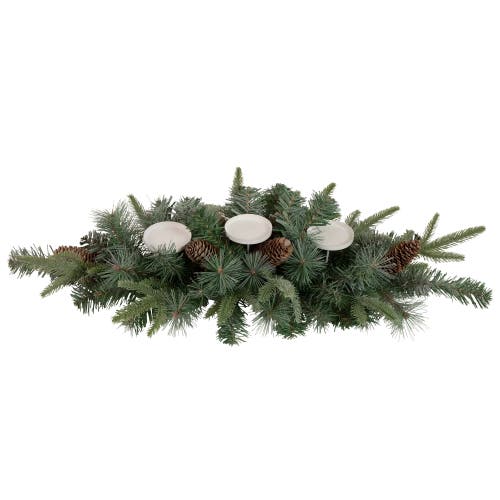 Northlight 32" Artificial Mixed Pine And Pine Cones Christmas Candle Holder Centerpiece In Green