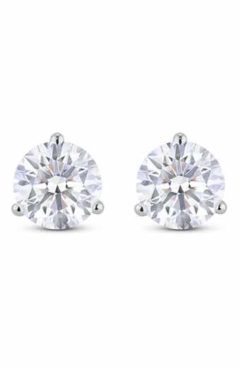 Lightbox Round Lab Grown Diamond Solitaire Drop Earrings in 2.0ctw White Gold