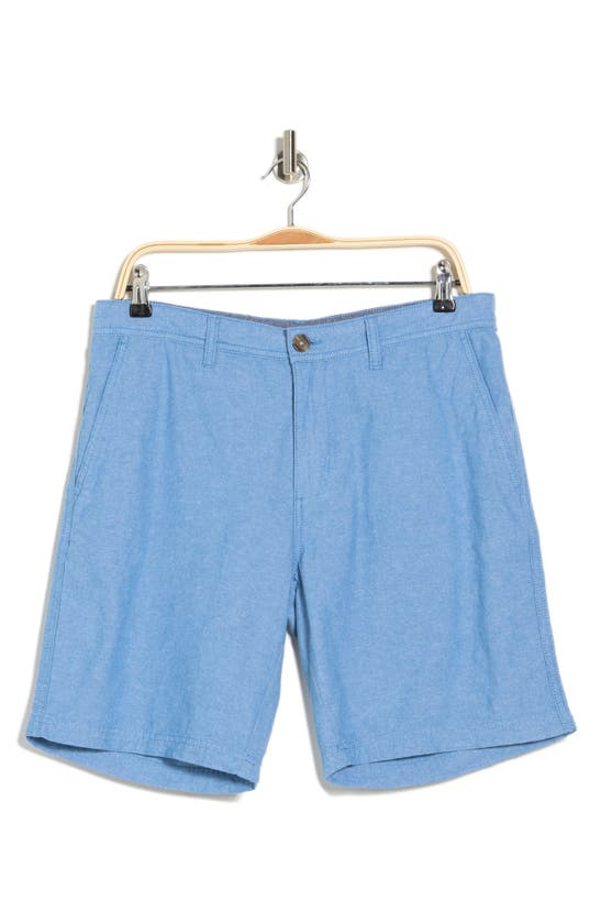 14th & Union Flat Front Chambray Trim Fit Shorts In Blue Vallarta