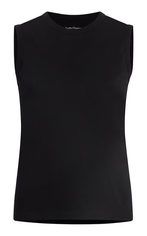 Another Tomorrow Loose Sleeveless Tee In Black