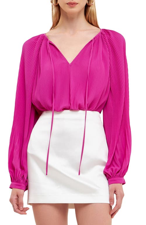 English Factory Pleated Chiffon Blouse in Orchid