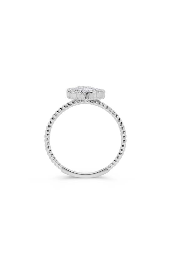 H.j. Namdar 14k White Gold Pavé Diamond Clover Ring In 14k White Gold