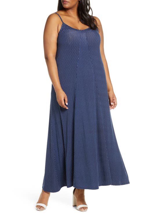 Shop Loveappella Loveapella Maxi Slipdress In Navy/ivory