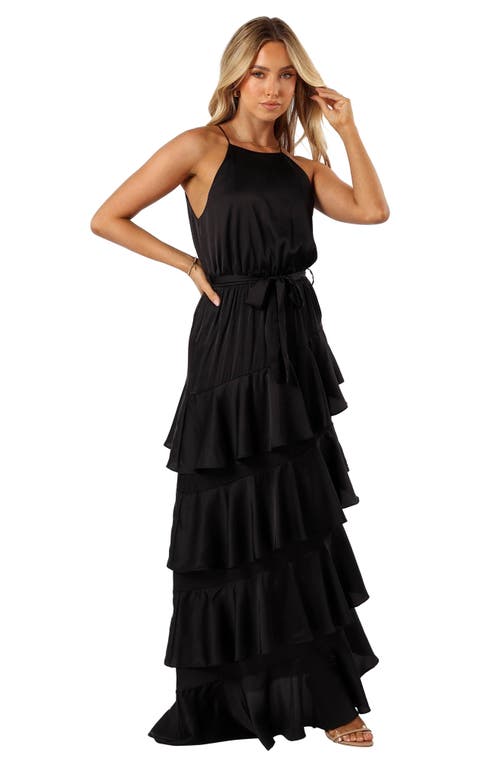 Petal And Pup Petal & Pup Annalise Ruffle Satin Dress In Black