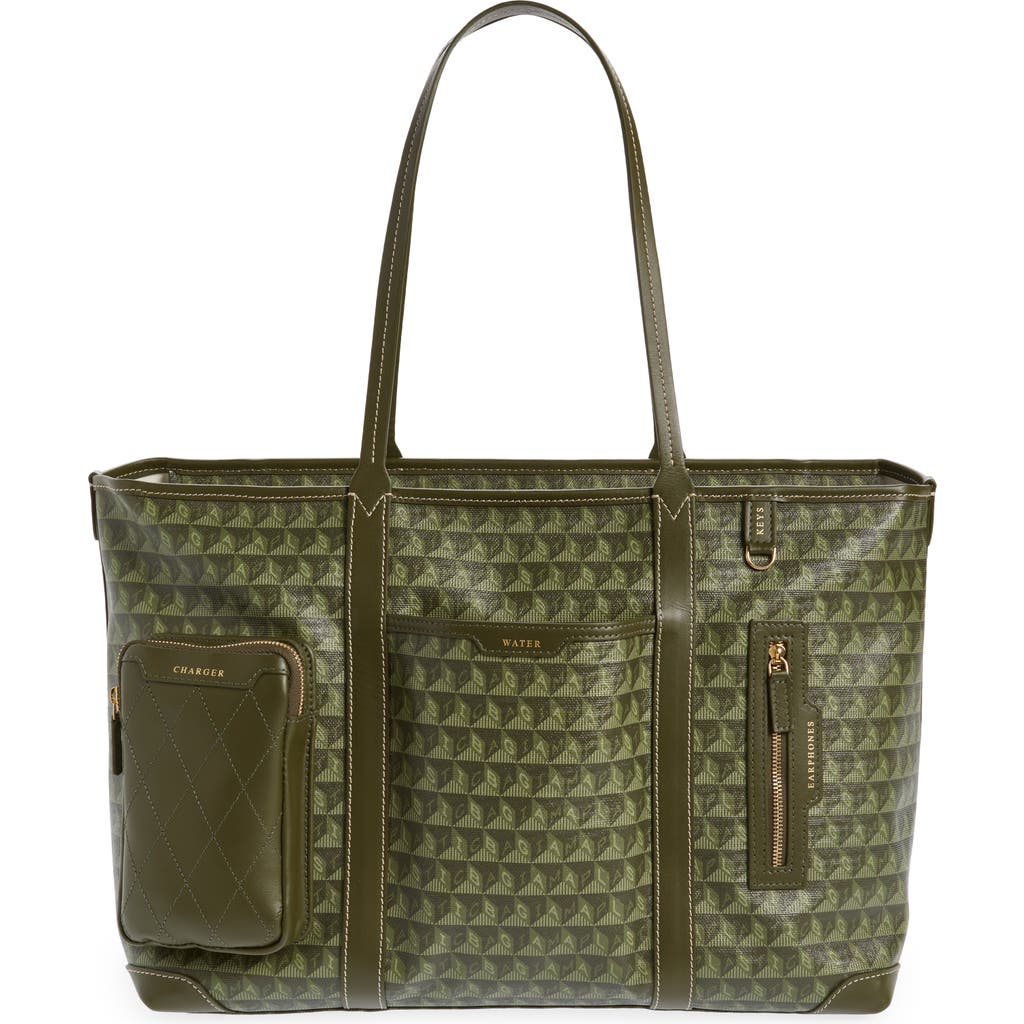 Anya Hindmarch I Am A Plastic Bag Recycled Coated Canvas Tote In Fern/olive