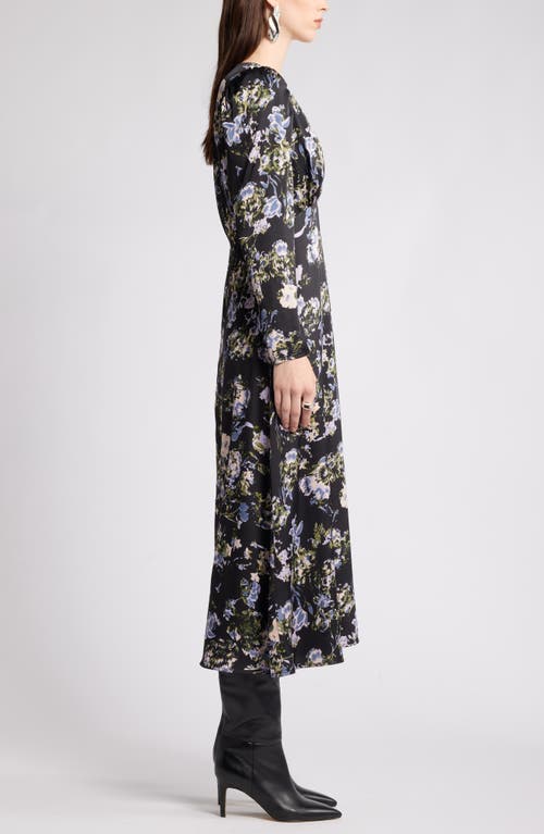 NORDSTROM NORDSTROM LONG SLEEVE SATIN MIDI DRESS