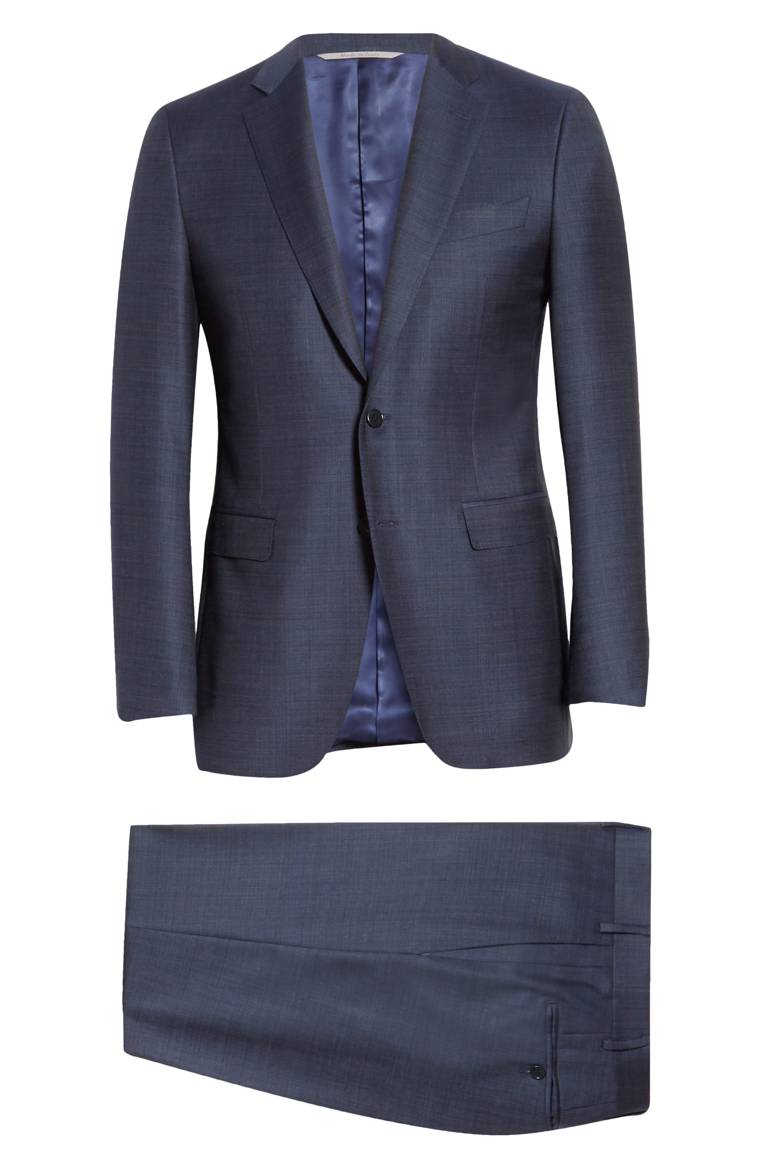 canali classic fit solid wool suit