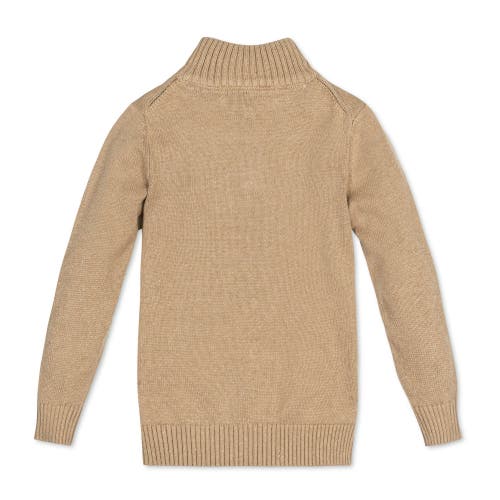 Shop Hope & Henry Baby Boys' Organic Half Zip Sweater, Infant In Camel Heather With Flecks