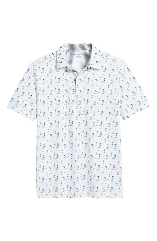 Mizzen + Main Mizzen+main Versa Trim Fit Print Performance Polo In White Cacti
