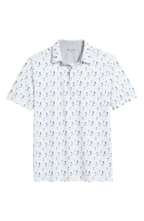 Shop Mizzen + Main Mizzen+main Versa Trim Fit Print Performance Polo In White Cacti