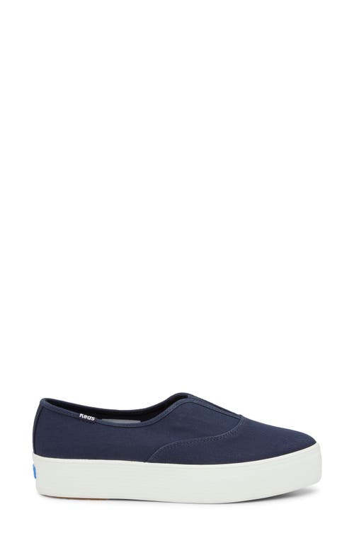 Keds Women's Champion Round Toe Chambray Slip On Canvas Sneakers In Navy Canvas