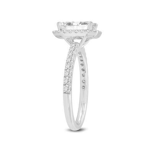 Luvmyjewelry Basma 14k White Gold Radiant Cut Lab Grown Diamond Halo Engagement Ring In 14k White Gold