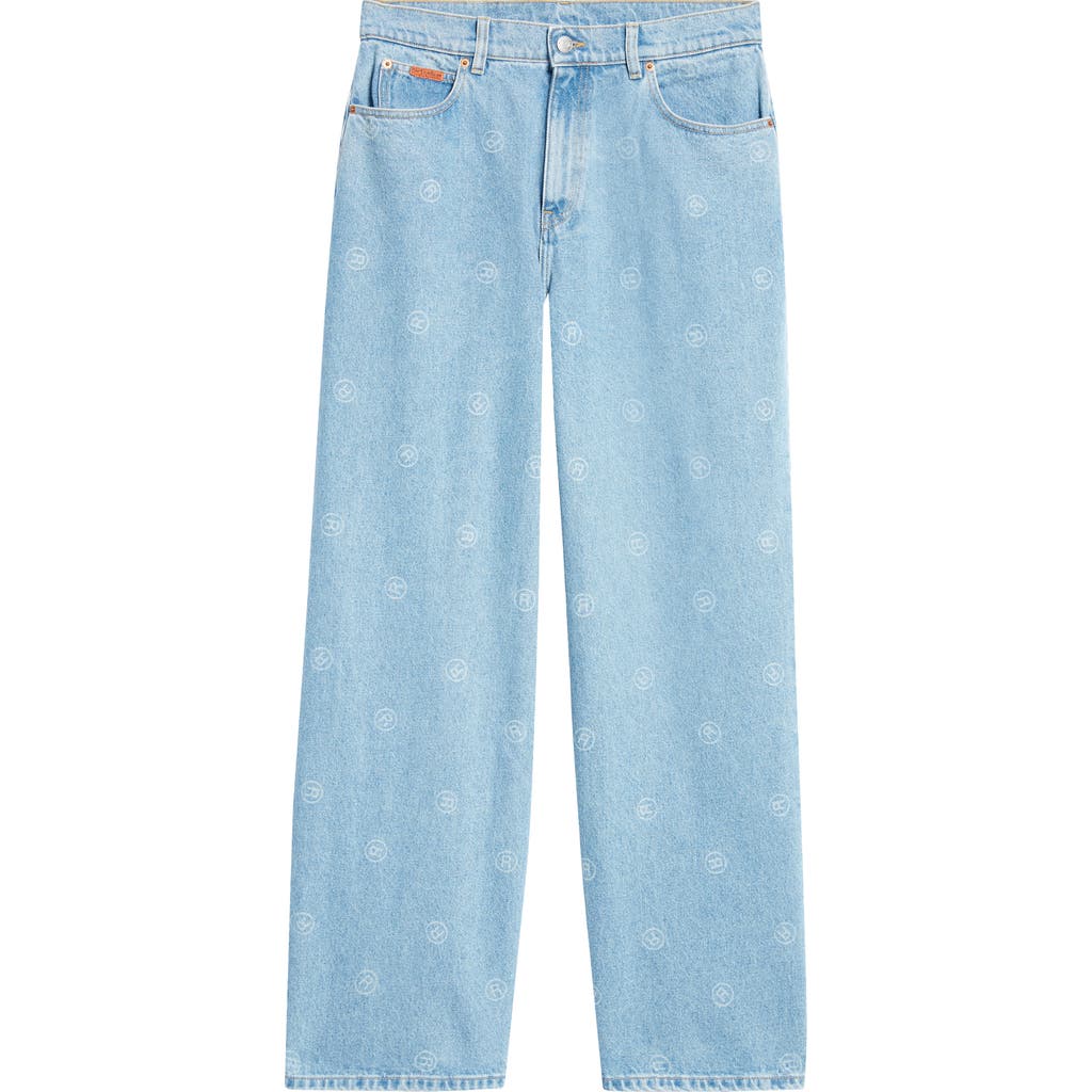 Martine Rose Logo Stamp Wide Leg Jeans In Blue R All Over Blue