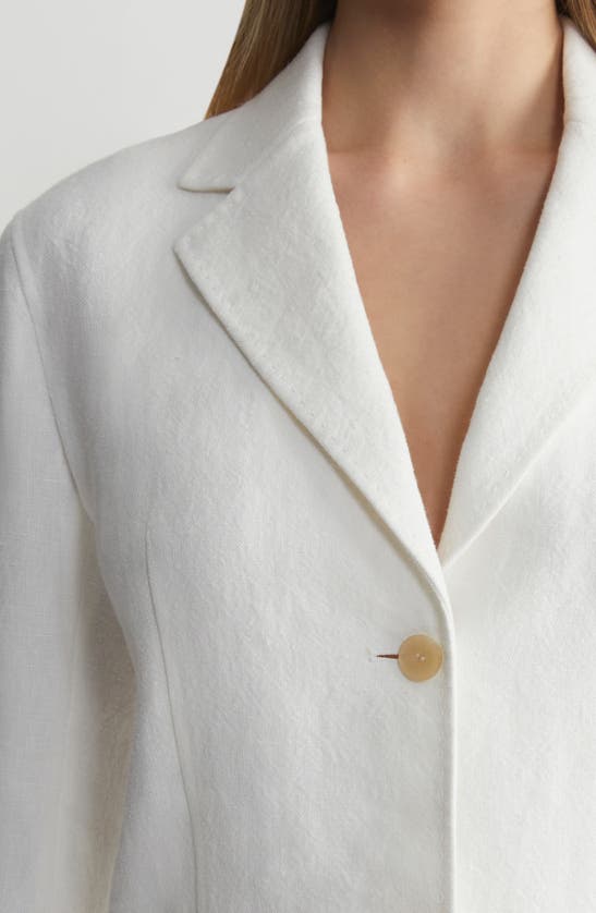 Shop Lafayette 148 Three-pocket Linen Blazer In White