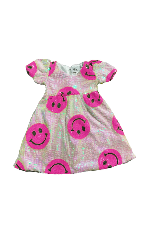 Lola + The Boys Babies'  Pinkie Happy Emoji Dress In Bright Pink