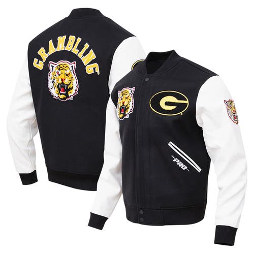 Men's Pro Standard Black Grambling Tigers Classic Wool Full-Zip Varsity Jacket