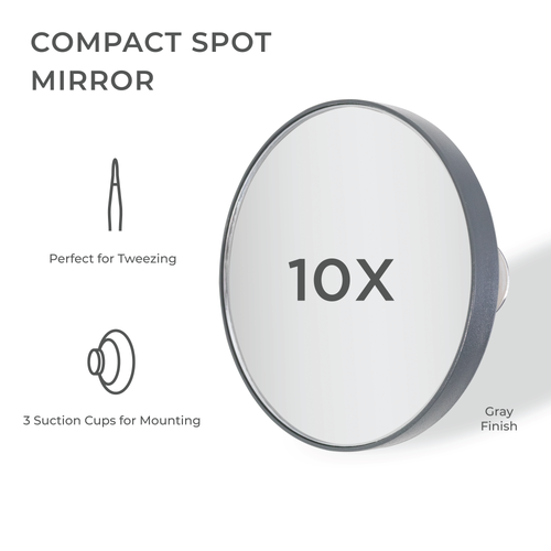 Zadro Compact Mirror With 10x Magnification & Suction Cup In Gray