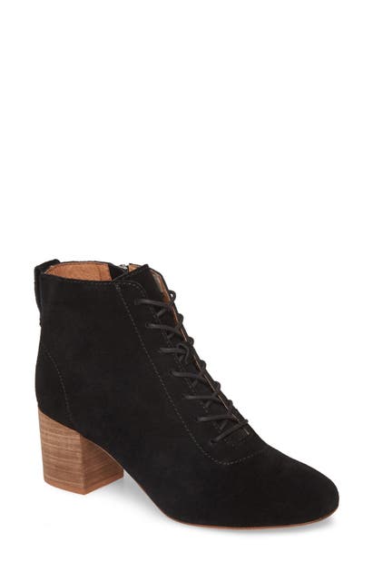 Madewell The Emilia Lace-up Bootie In True Black | ModeSens