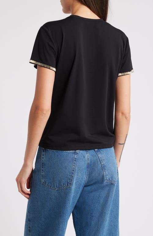 Shop Frame Beaded Stretch Cotton T-shirt In Black