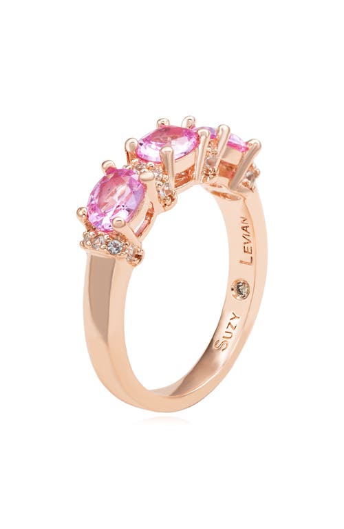 Suzy Levian Rose Sterling Silver Natural Pink Sapphire And Diamond Accent Half Band In Pink