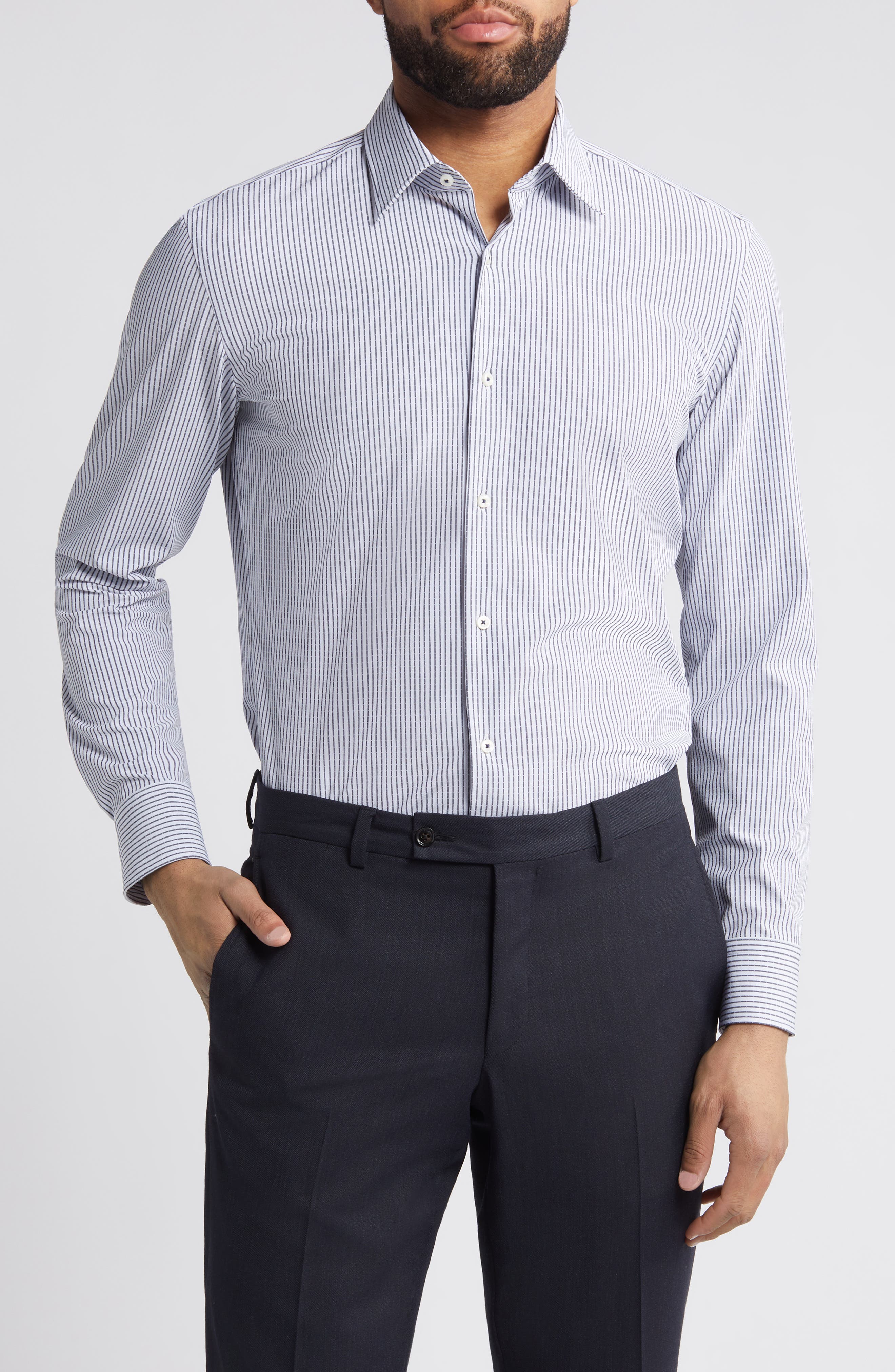 BOSS Hank Slim Fit Stripe Stretch Dress Shirt | Nordstrom