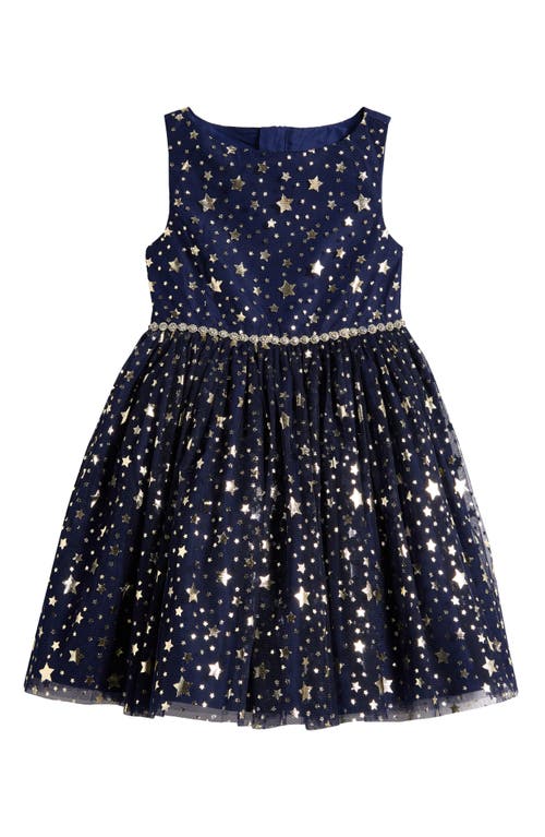 Shop Pippa & Julie Kids' Nova Iconic Star Tulle Dress In Navy