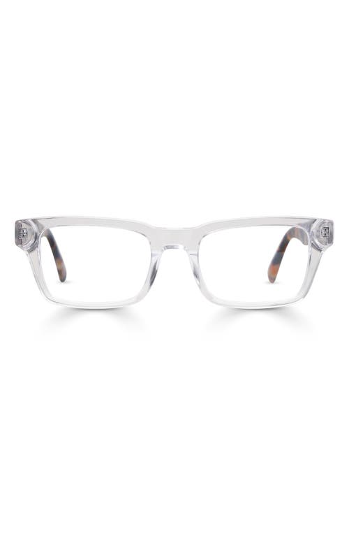 eyebobs Fare N Square 51mm Reading Glasses in Clear Crystal/Orange Temples 