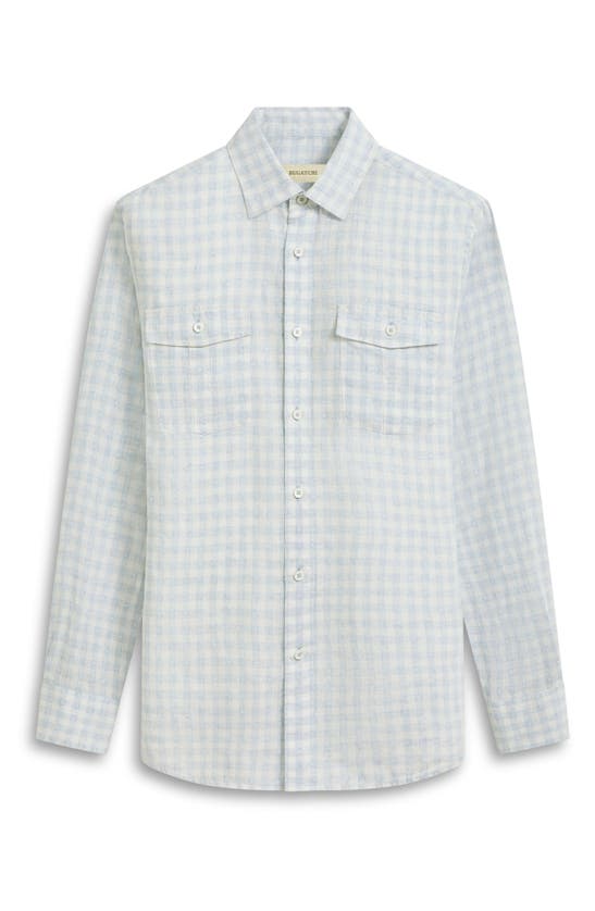 Shop Bugatchi Julian Linen Blend Shaped Fit Button-up Shirt In Sky