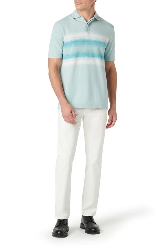 Shop Bugatchi Cotton & Silk Polo In Seafoam