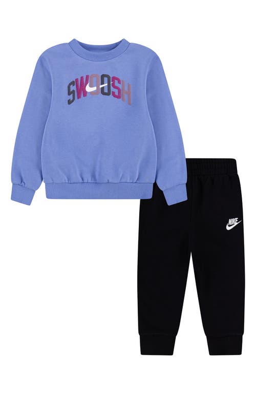 Nike Sportswear Powder Play Little Kids' Lightweight Fleece 2-piece Crew Set In Black
