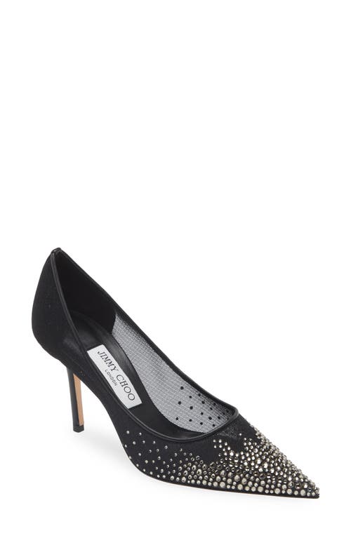 Jimmy Choo Love Crystal Embellished Pointed Toe Pump Black at Nordstrom,