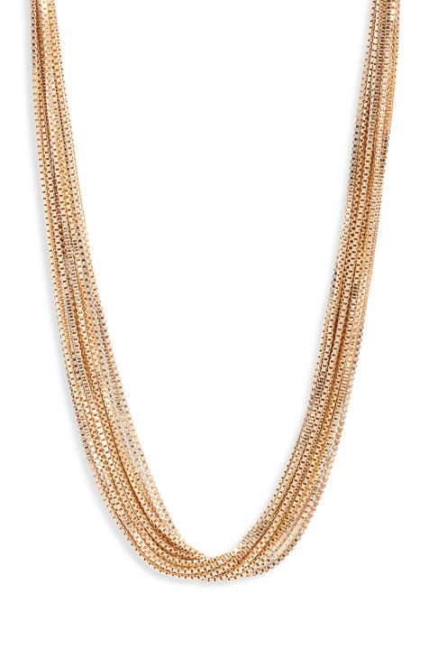 Stacked Box Chain Collar Necklace