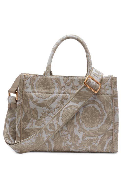 Shop Versace Barocco Athena Medium Tote In Beige/ Gold