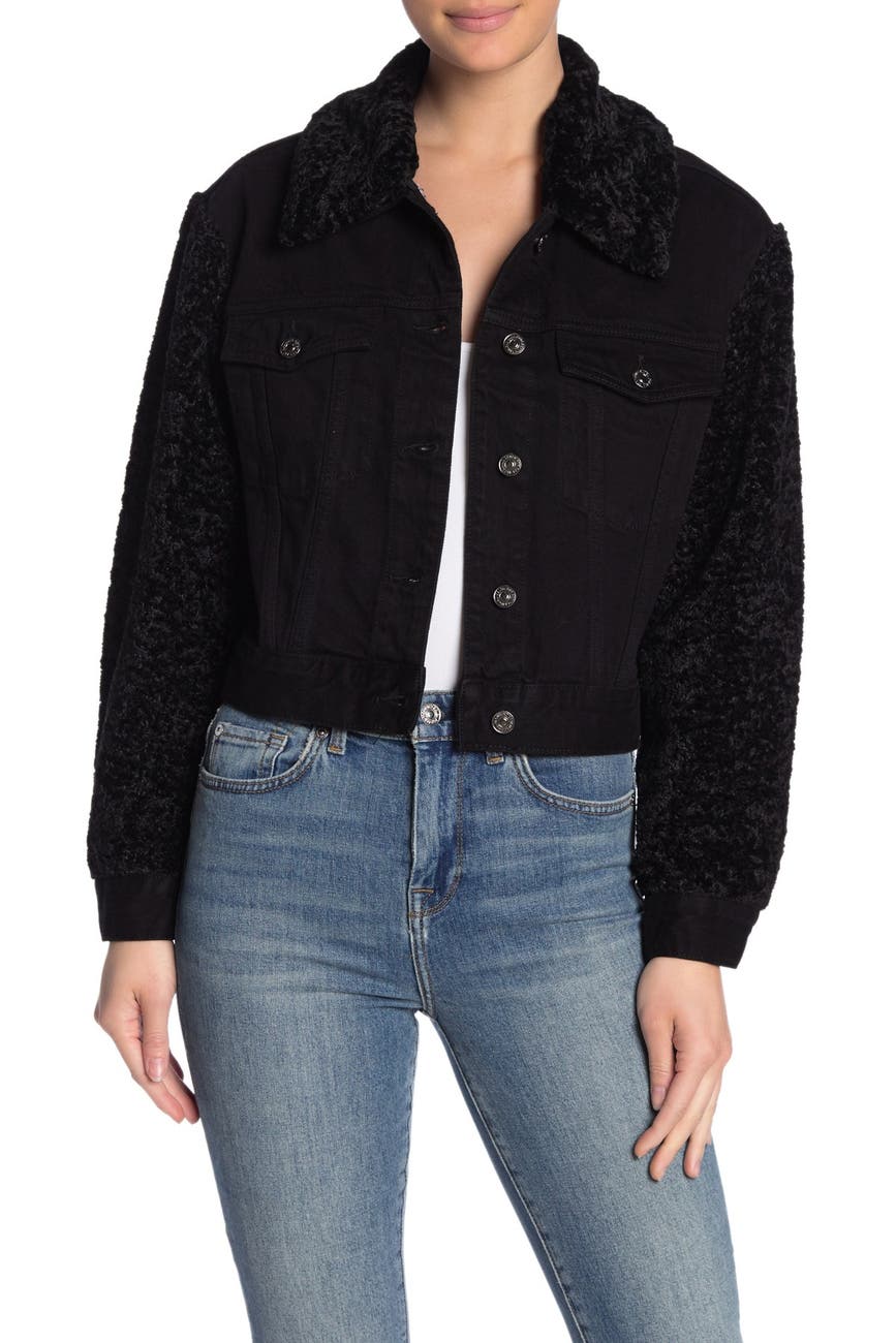 7 For All Mankind | Faux Fur Detailed Denim Jacket | Nordstrom Rack