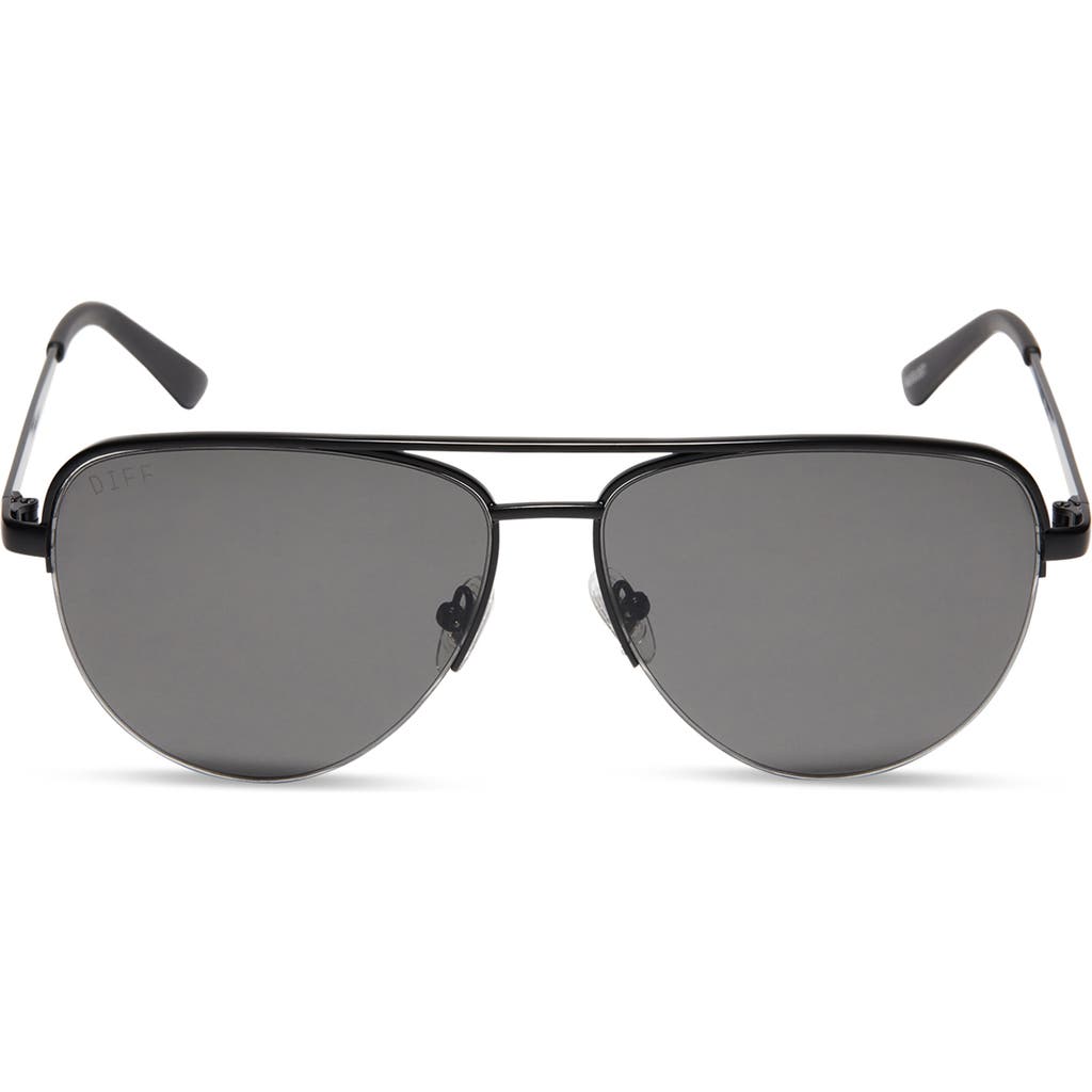 Shop Diff 59mm August Aviator Sunglasses In Matte Black/grey Lens