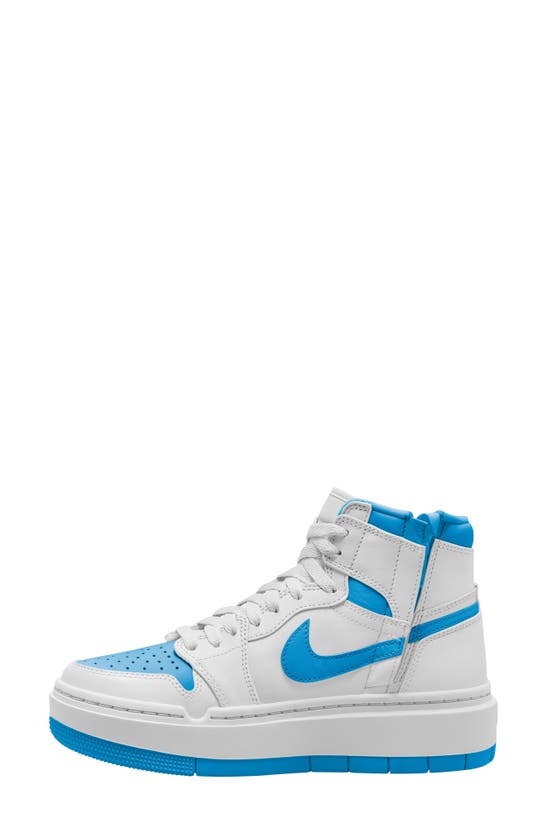Shop Jordan Air  1 Elevate High Top Sneaker In White/ Dark Powder Blue/ White